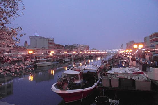 Port de Palavas-les-flots et centre-ville avec les restaurants